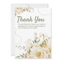 Green Organic Floral Thank You Card