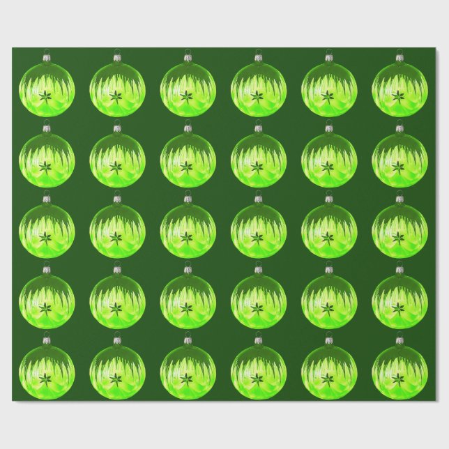 Green Ornament Green Wrapping Paper (Flat)