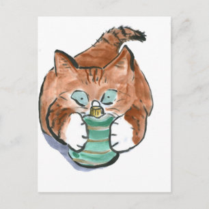 green ornament matches kitten's eyes postcard