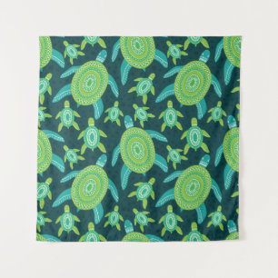 Green ornament turtles: vintage pattern. tapestry