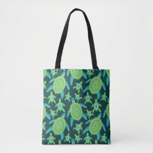 Green ornament turtles: vintage pattern. tote bag