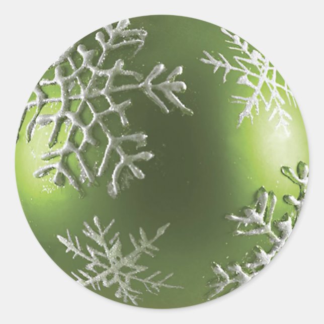 Green Ornament with Snowflakes Sticker (Front)