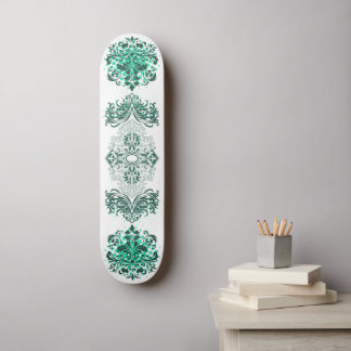 Green Ornamental Arabesque Skateboard