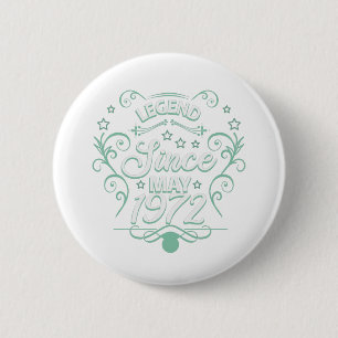 Green ornamental legend 50th birthday in may 2022 6 cm round badge