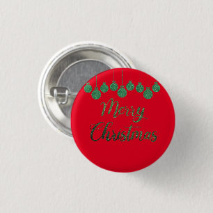 Green ornaments - merry christmas 3 cm round badge