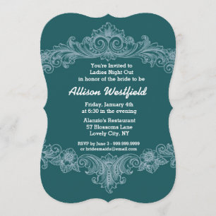 GREEN Ornate Baroque Ladies Night Out V03 Invitation