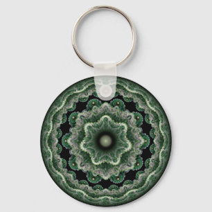 Green ornate fractal key ring