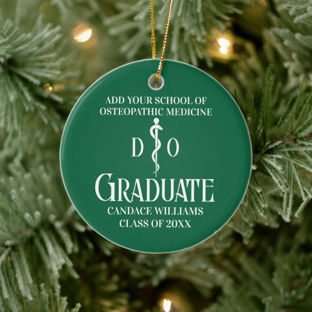 Green Osteopathic Medical School Graduation Ceramic Ornament (Tree)