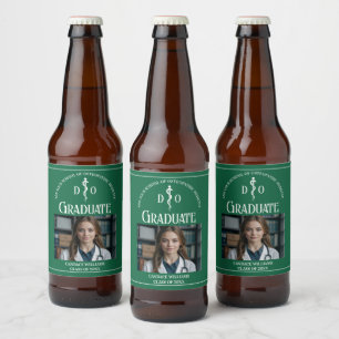 Green Osteopathic Medical School Graduation Party Beer Bottle Label
