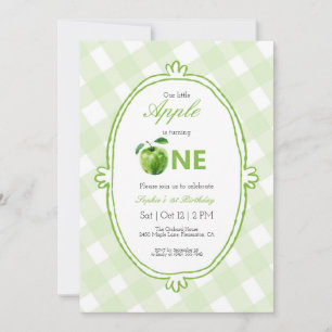 Green Our Little Apple First Birthday Invitation
