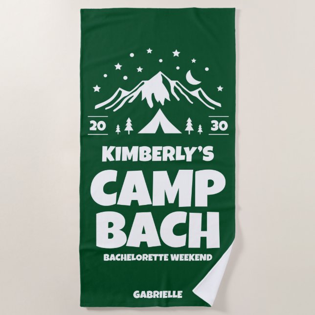Green Outdoor Camp Bachelorette  Beach Towel (Front)