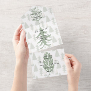 Green Outdoor Nature Trees Winter All In One Invitation