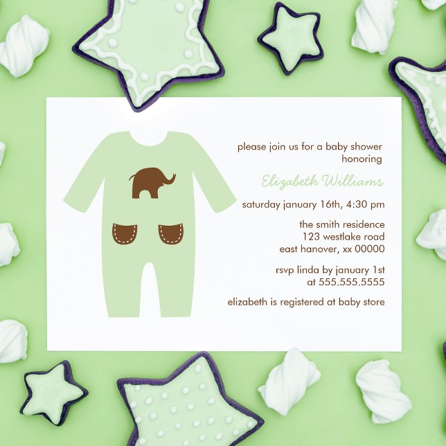 Green Outfit Gender Neutral Baby Shower Invitation (Creator Uploaded)