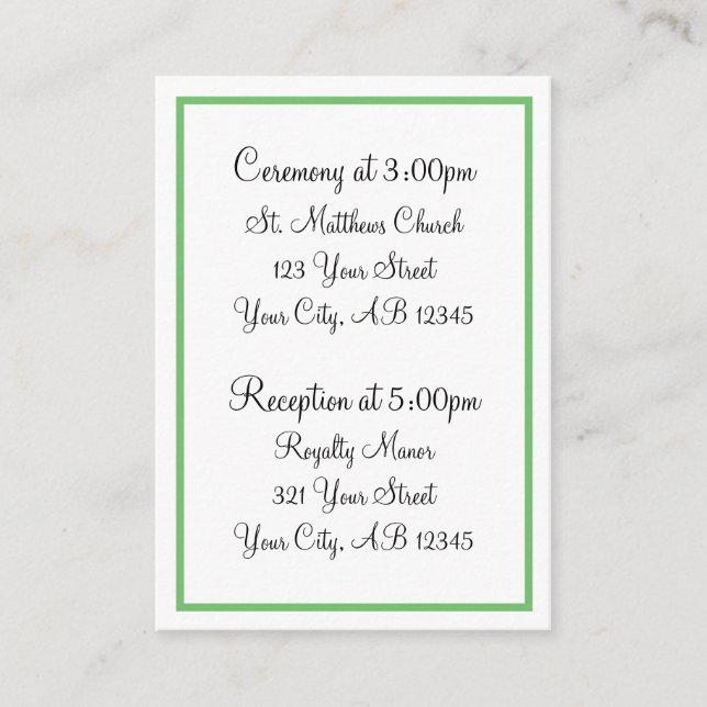 Green Outline Guest Reference Cards (Front)