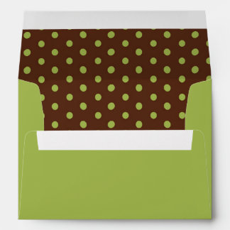 Green Outside Brown and Green Polka Dot Envelope