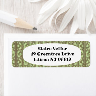 Green Oval Chains  Return Address Label