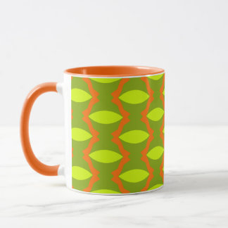 Green Oval Orange Stripes Pattern Mug