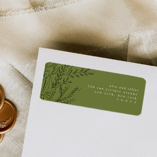 Green Overflowing Bouquet Return Address Labels