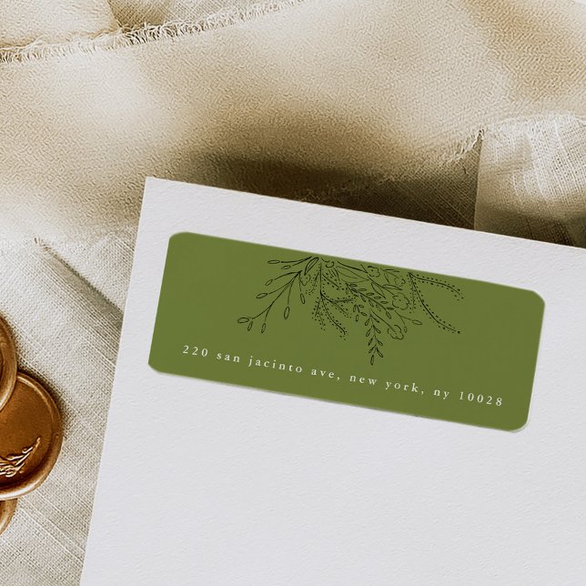 Green Overflowing Bouquet Return Address Labels (Green elegant overflowing bouquet return address labels.)