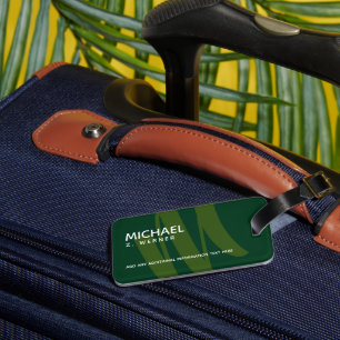 Green Oversized Traveller Initial Monogram Luggage Tag