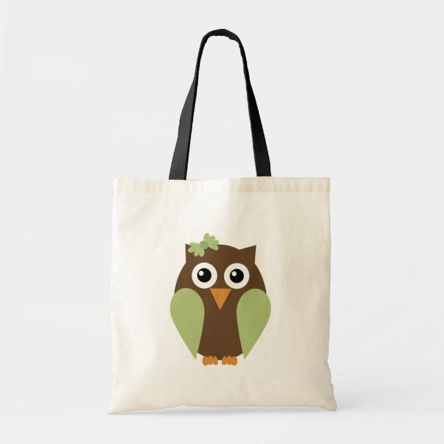 Green Owl & A Bow Tote Bag (Front)
