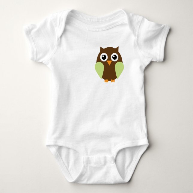 Green Owl Baby Bodysuit (Front)