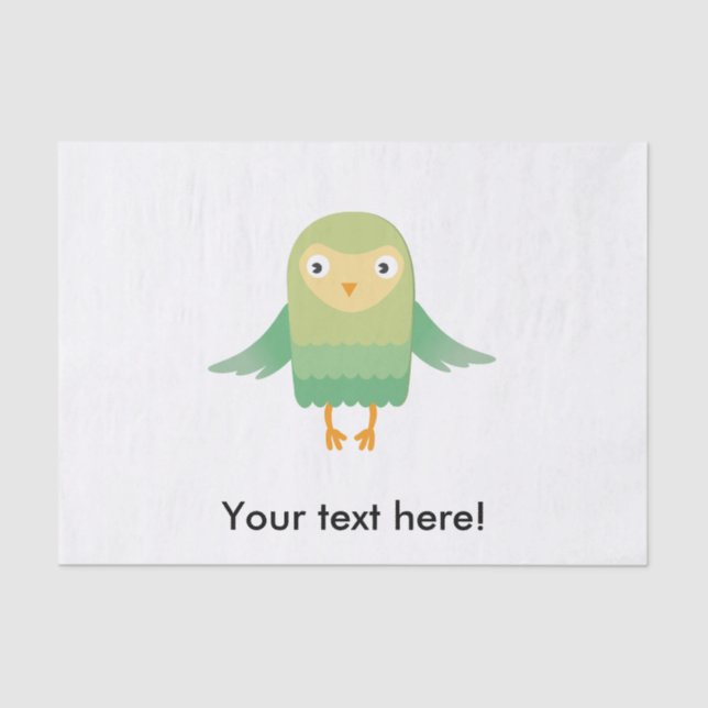 Green owl cartoon tissue paper (Front)