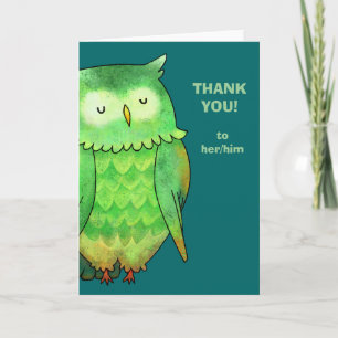 Green Owl Greeting Card(customisable) Holiday Card
