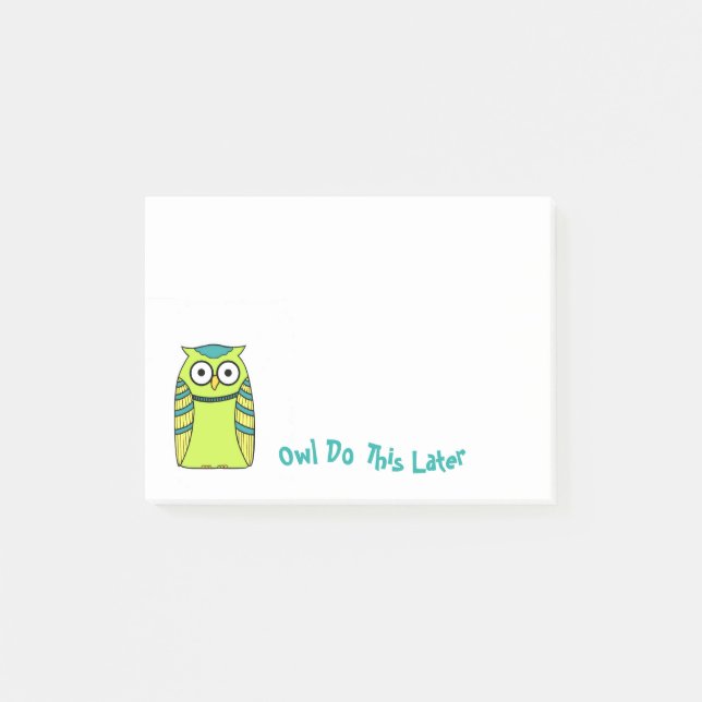 Green Owl Memo Pad Post-it Notes (Front)