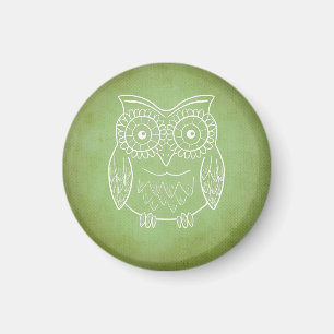 Green Owl Stencil Magnet