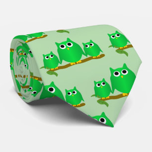 Green Owls Design Any Colour Background Tie