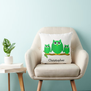 Green Owls Design Personalised Cushion