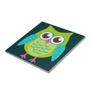 Green Owls Gift Ceramic Tile