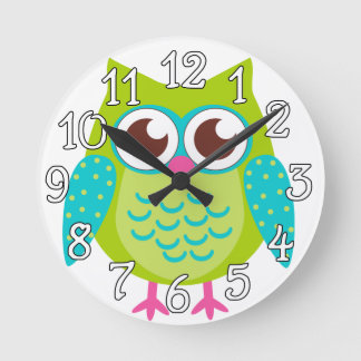 Green Owls Gift Round Clock
