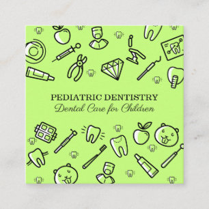 Green Paediatrics Dentistry Dental Care for Childs Square Business Card