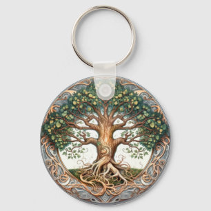 Green Pagan Tree of Life  Key Ring