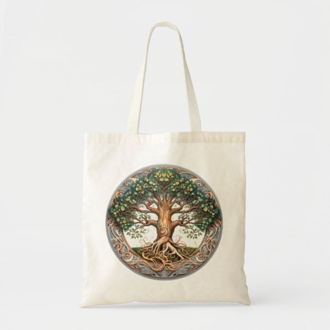 Green Pagan Tree of Life  Tote Bag (Front)