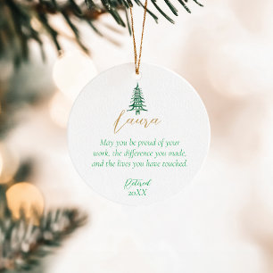 Green Pagoda Christmas Tree Retirement 1-Photo Ceramic Ornament