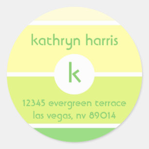 Green paint chip modern monogram address label