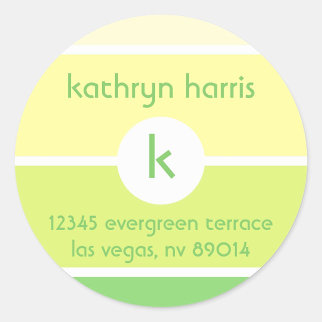 Green paint chip modern monogram address label (Front)
