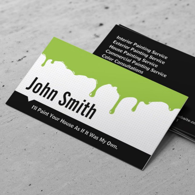 Green Paint Dripping Painting business card (Creator Uploaded)