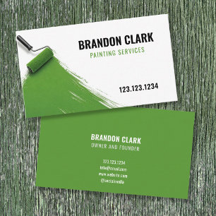 Green Paint Roller Sweep Fresh Painter Design Business Card