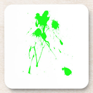 Green paint splatter coaster