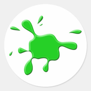 Green Paint Splodge Classic Round Sticker