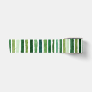 Green painterly stripes pattern satin ribbon