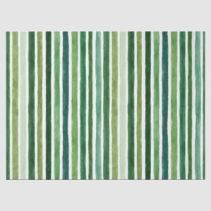 Green painterly stripes pattern tissue paper
