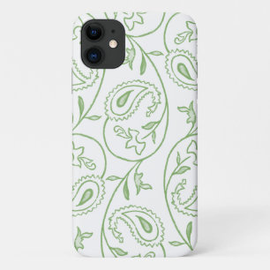 "Green Paisley" Aesthetic Floral Pattern Phone iPhone 11 Case