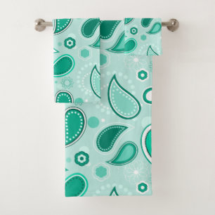 green paisley bath towel set