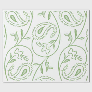 "Green Paisley Bloom" Elegant Floral Gift Wrapping Paper