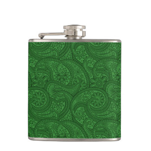 Green Paisley Hip Flask